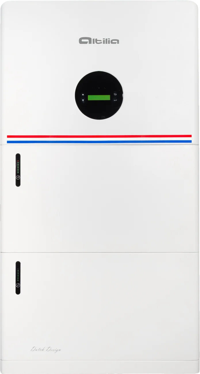 Altilia All-in-One met display bovenin en een ledbalk op elke batterijmodule
